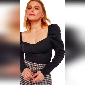 NWT JustFab Puff Sleeve Bustier top black in size XXL / fits like 12/14